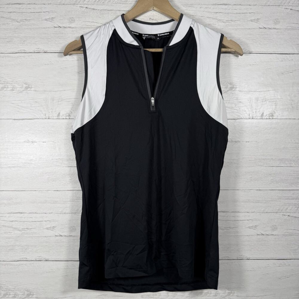 Levelwear Womens Size Small 1/4 Zip Golf Tank Lightweight Black White